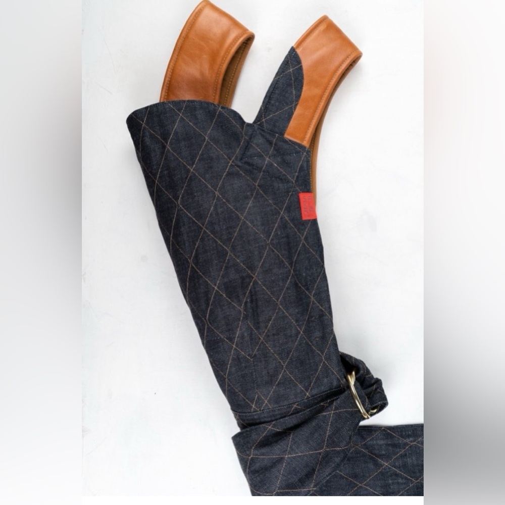 Sakura Bloom Denim Cotton Scout with Whiskey Leather